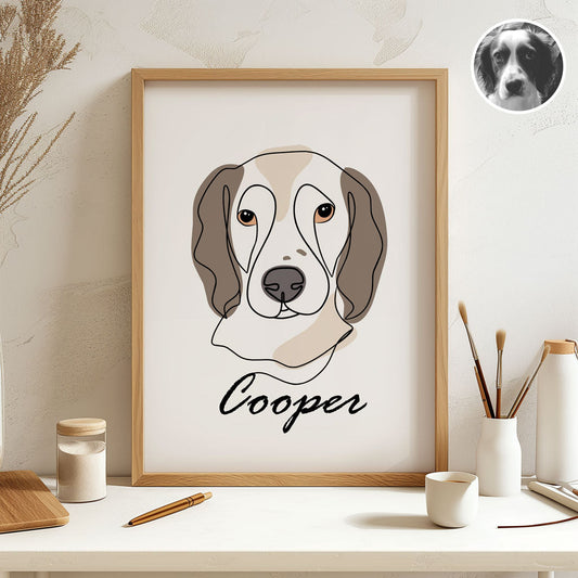 Continuous Dog Line Art Portrait - Digital Printable Art