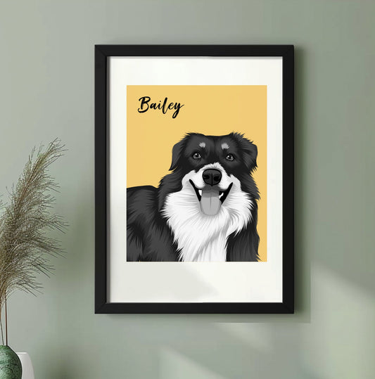 Custom Black & White Pet Portrait