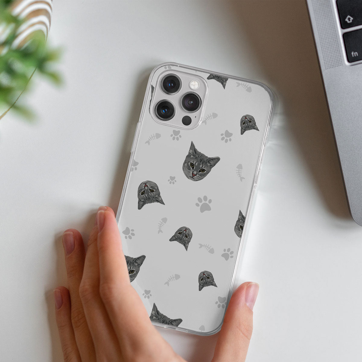 Custom Cat Face  - Clear Phone Case