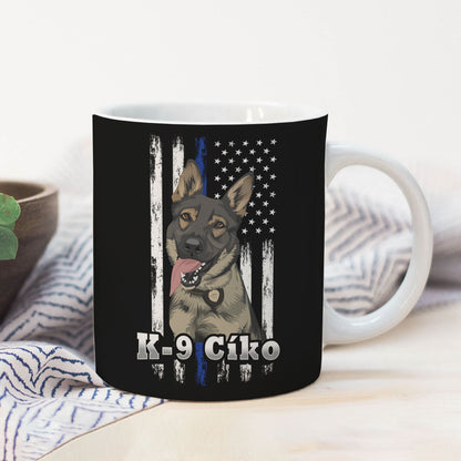 Personalized Thin Blue Line K9 Unit Police Dog Mug