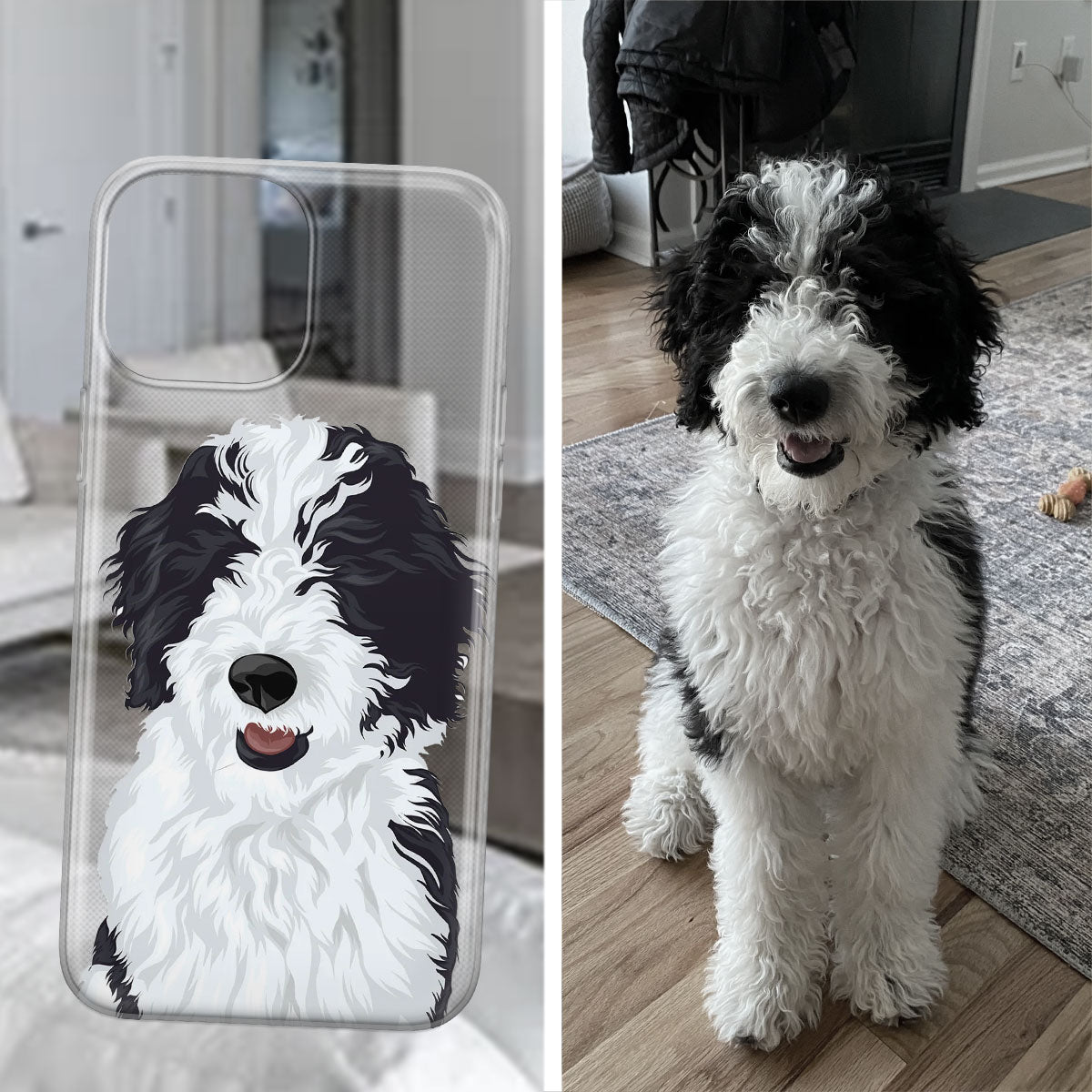 Custom Dog Drawing - Clear Phone Case