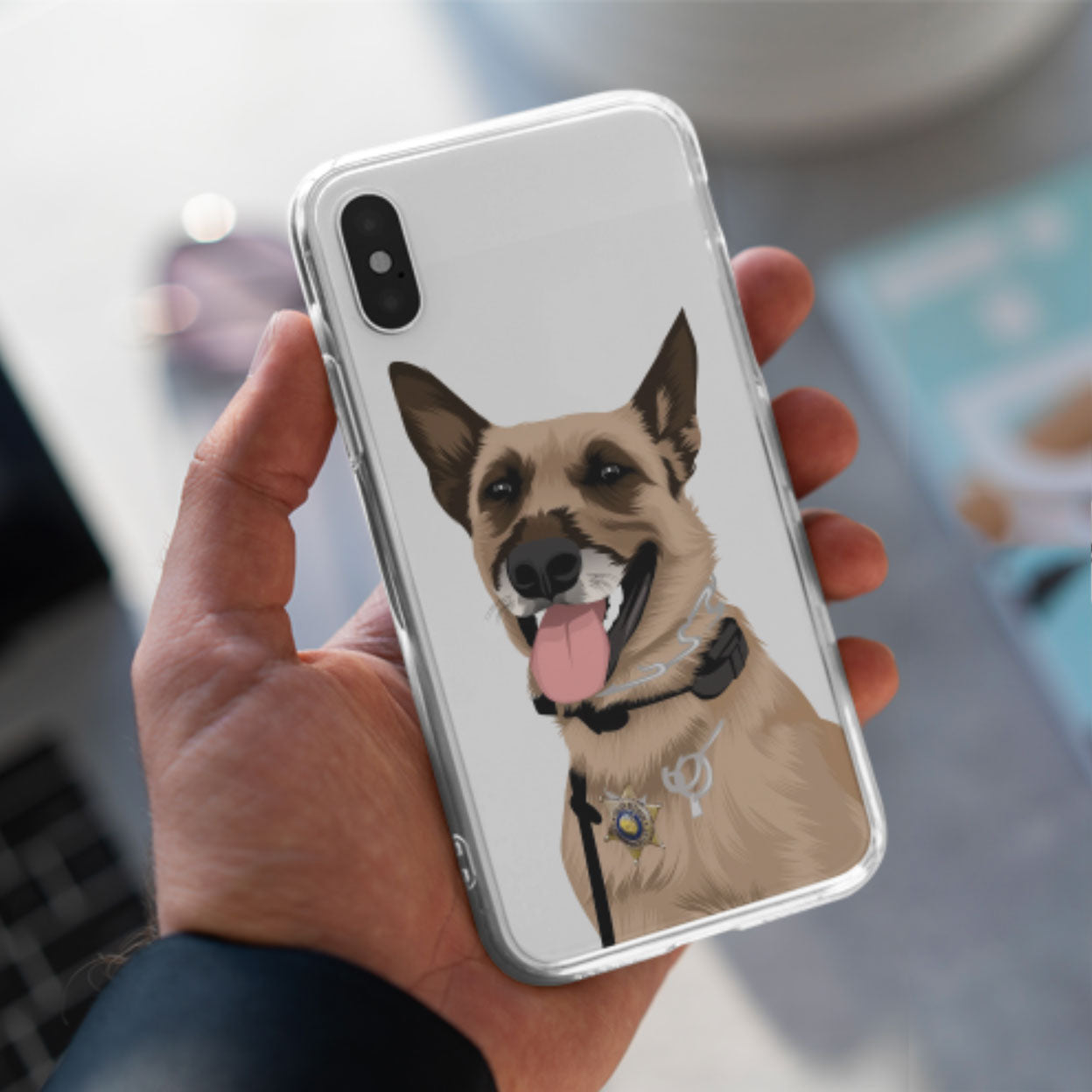 Custom Dog Drawing - Clear Phone Case