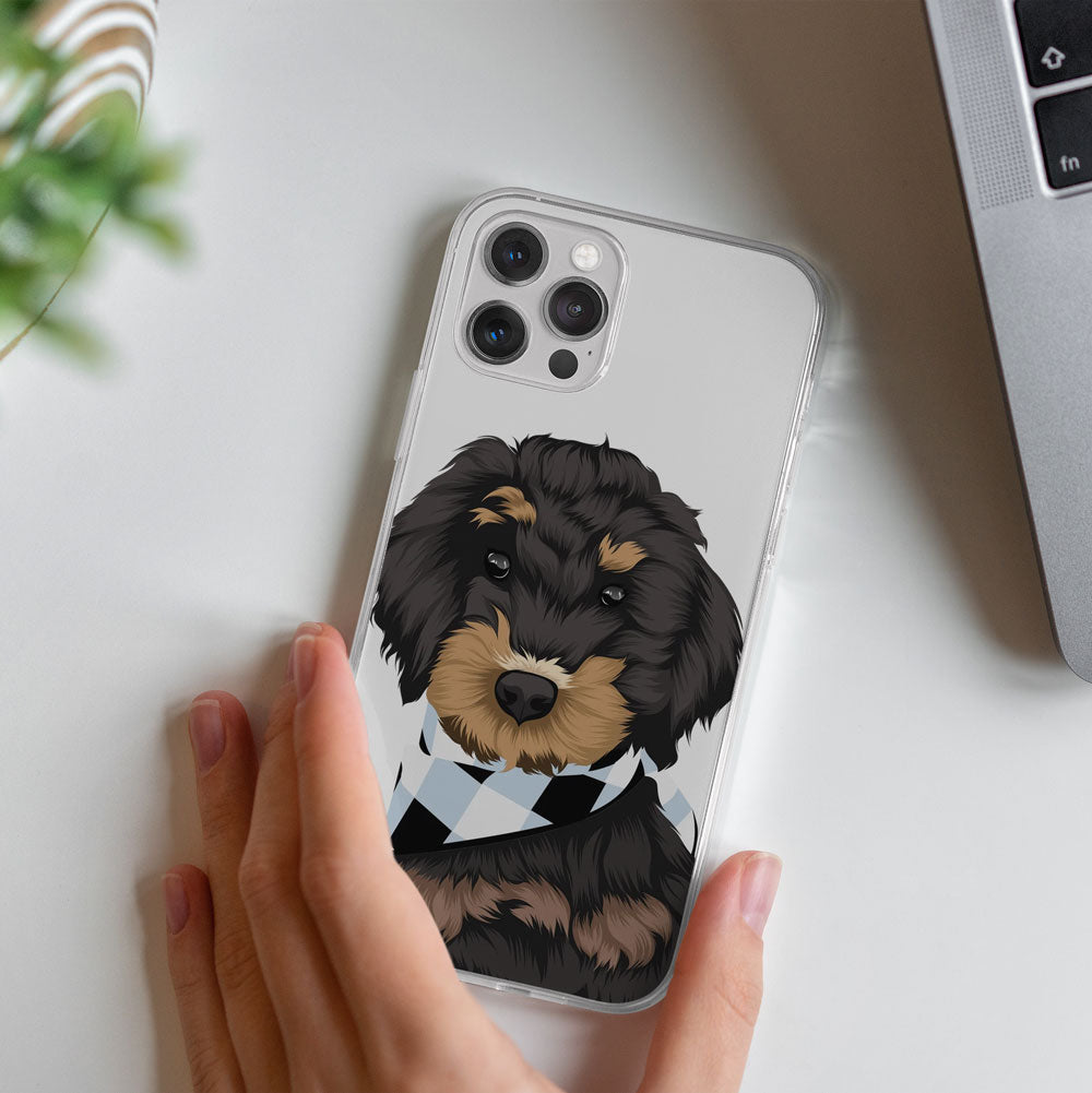 Custom Dog Drawing - Clear Phone Case