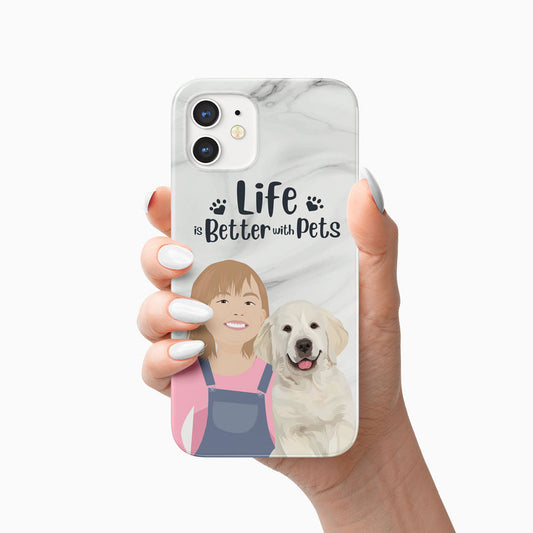 Life is Better with Pets Phone Case - Marble Print