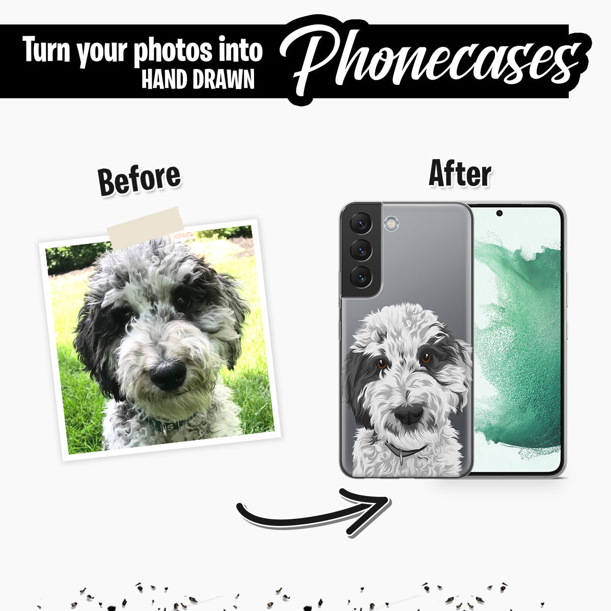 Custom Dog Drawing - Clear Phone Case