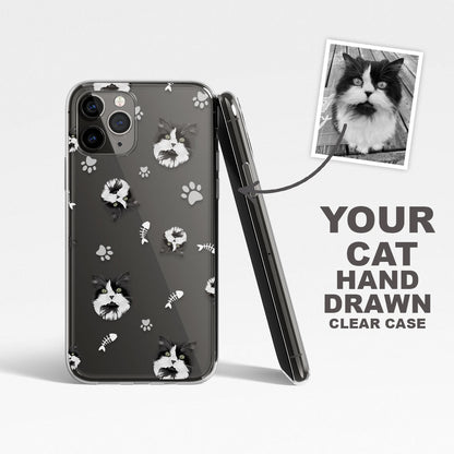 Custom Cat Face  - Clear Phone Case