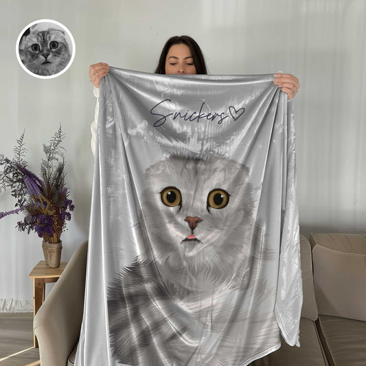 Custom Cat Portrait Blanket